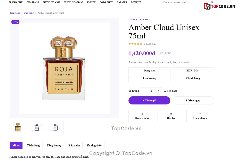 website bán nước hoa,bán website,web bán nước hoa